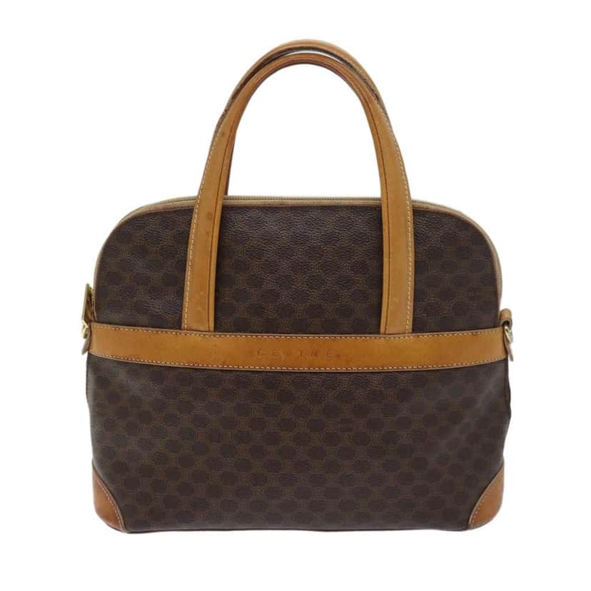 Celine Vintage Macadam Handbag Brown Canvas Fair condition - Front View