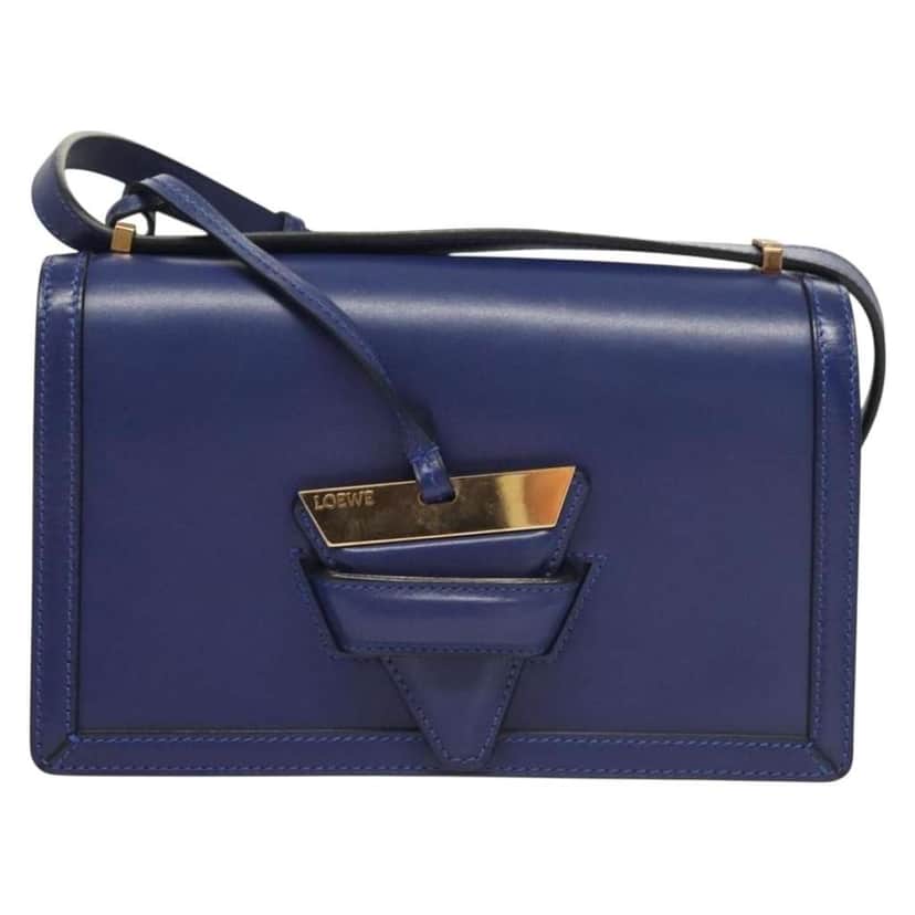 Loewe Barcelona Shoulder Bag Blue Leather Good condition - Front View