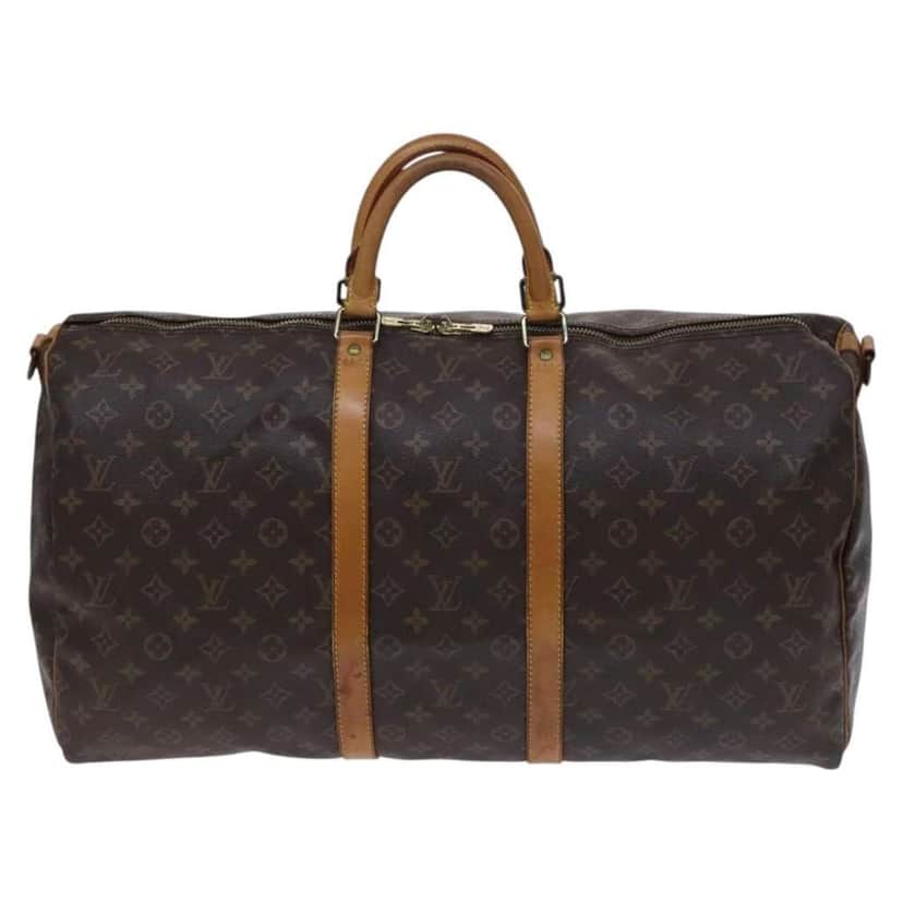 Louis Vuitton Keepall Bandouliere Bag Brown Canvas Fair condition - Front View