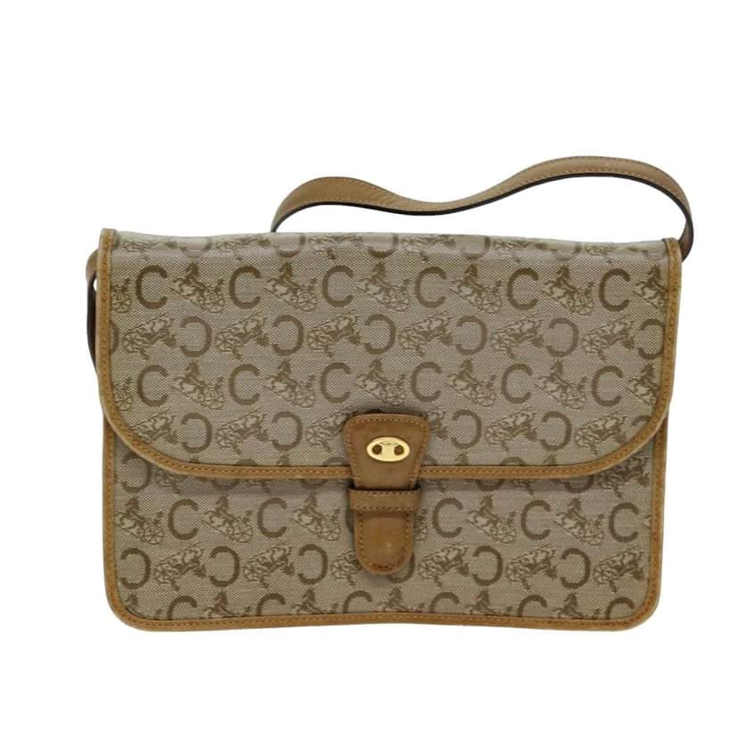 Celine C Macadam Shoulder bag Beige Canvas Good condition - Front View