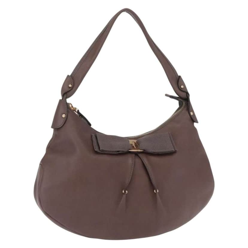 Salvatore Ferragamo Vala Handbag Brown Leather Good condition - Front View