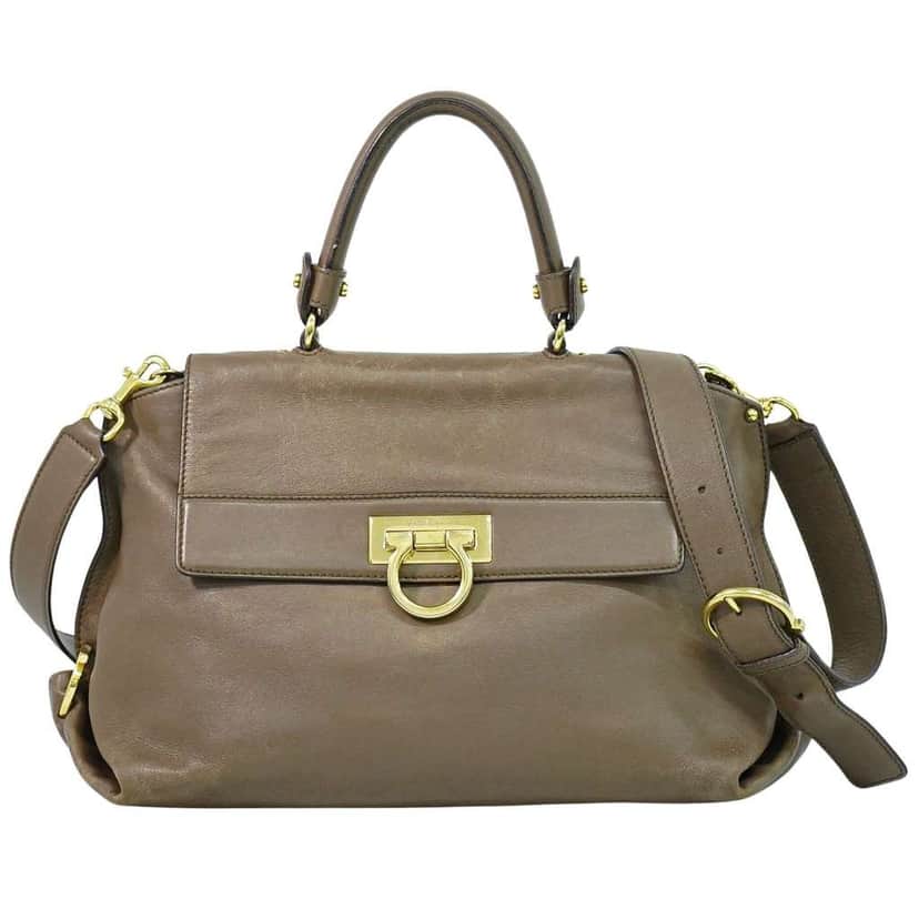 Salvatore Ferragamo Sofia Satchel Brown Leather Fair condition - Front View