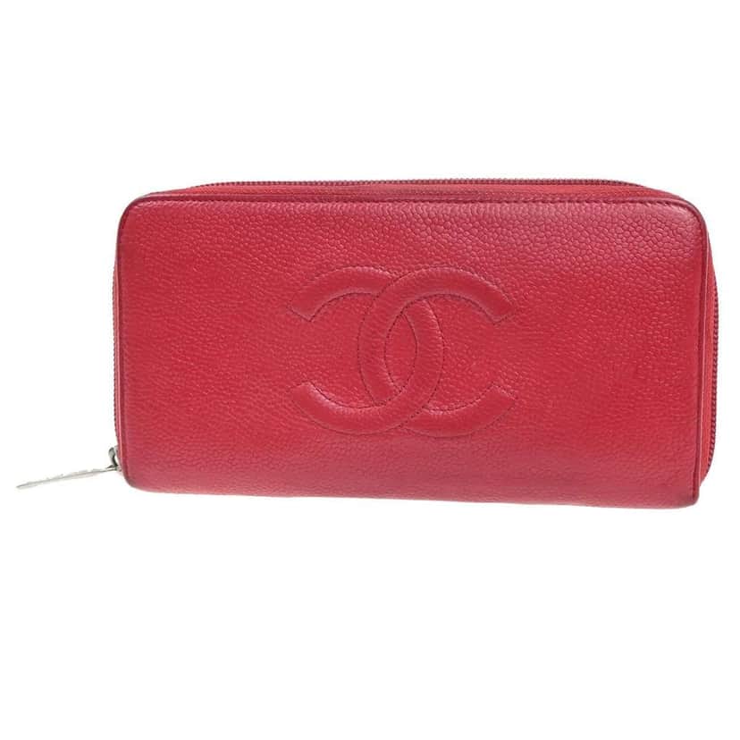 Chanel Timeless CC Zipped Organizer Wallet Red Leather Good condition - Front View