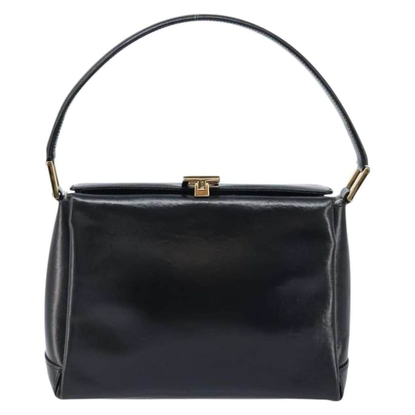 Gucci Vintage Convertible Box Crossbody Bag Black Leather Good condition - Front View