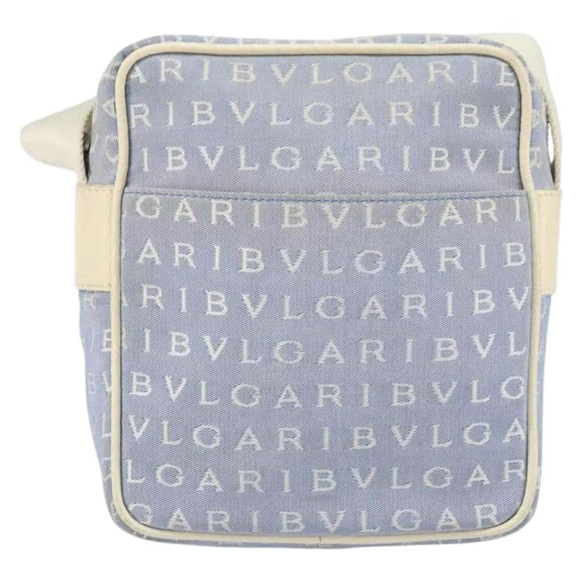 Bvlgari Logomania Shoulder Bag Blue Canvas Good condition - Front View