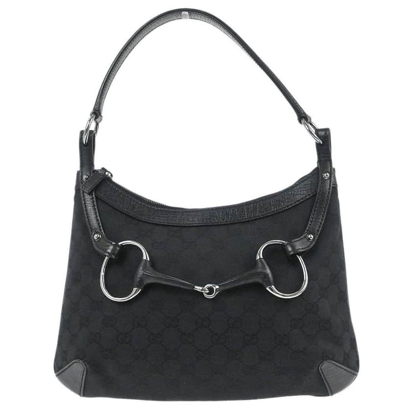 Gucci Vintage Horsebit Shoulder bag Black Good condition - Front View
