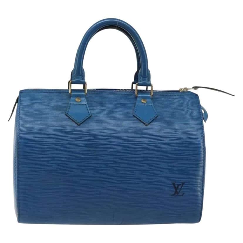 Louis Vuitton Speedy Handbag Blue Leather Good condition - Front View
