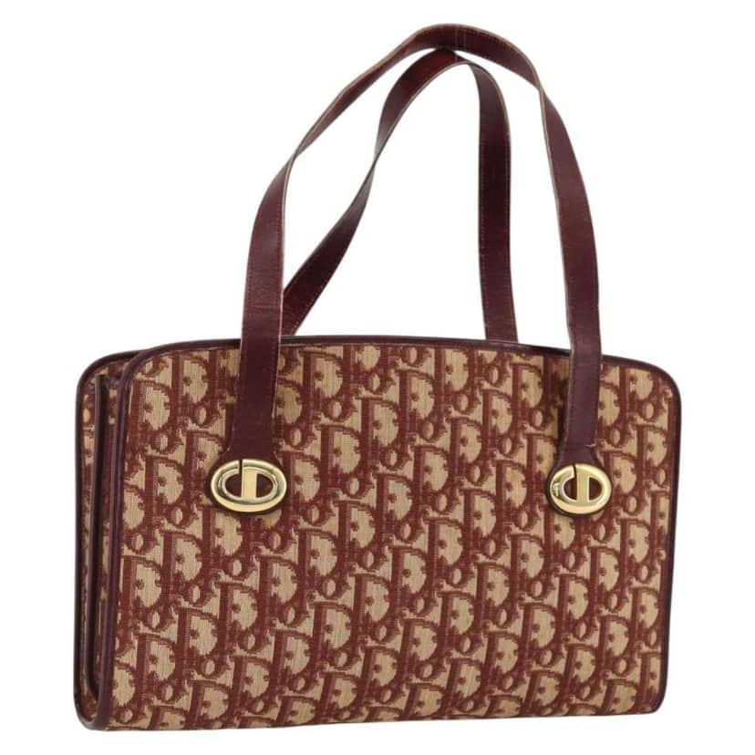 Christian Dior Vintage CD Trotter Handbag Red Canvas Good condition - Front View