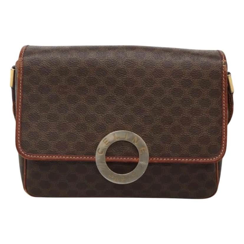 Celine Vintage Macadam Shoulder Bag Brown Canvas Fair condition - Front View