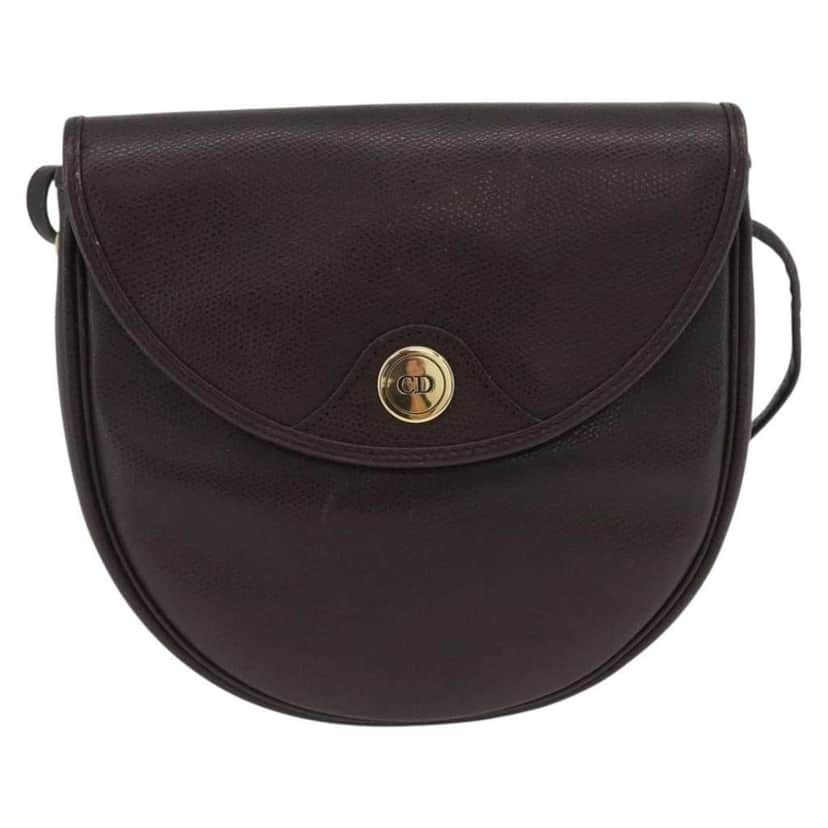 Christian Dior Vintage CD Logo Shoulder Bag Brown Leather Good condition - Front View