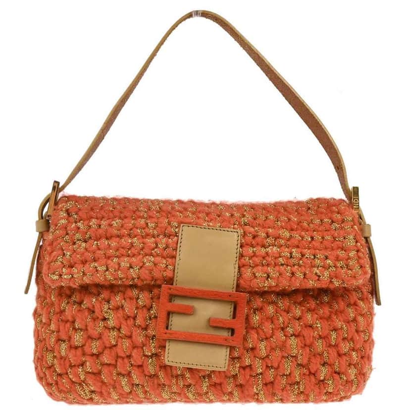 Fendi Baguette Bag Orange Wool Good condition - Front View