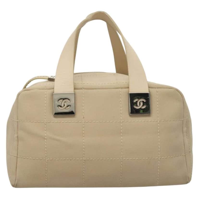 Chanel Chocolate Bar CC Bowler Bag Beige Canvas Good condition - Front View