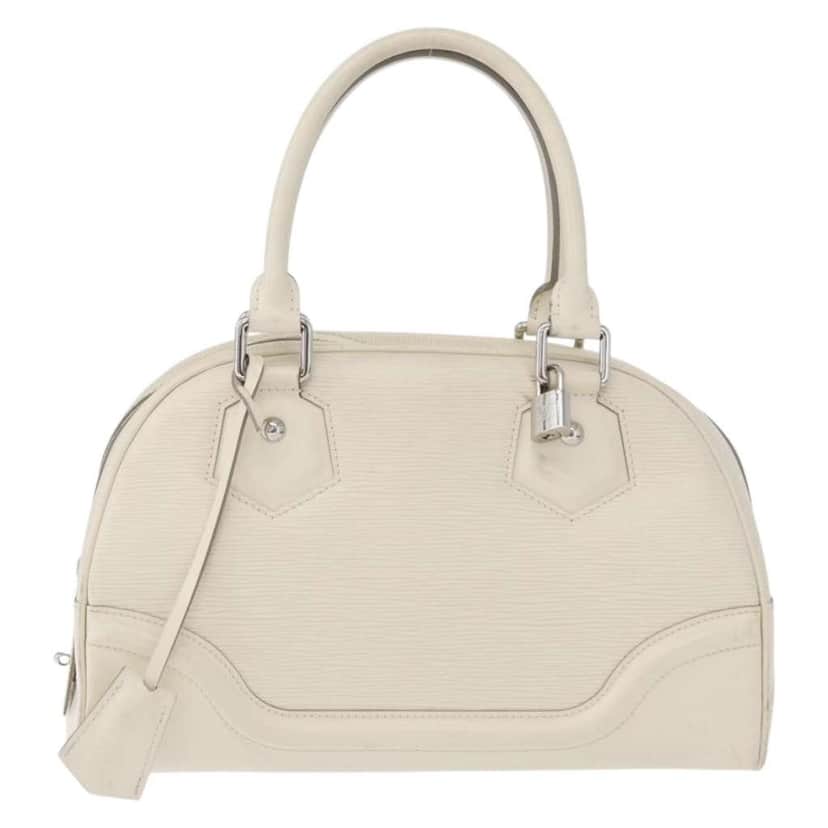 Louis Vuitton Montaigne Bowling Bag White Leather Good condition - Front View