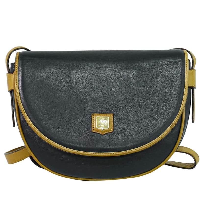 Celine Vintage Shoulder Bag Black Leather Fair condition - Front View