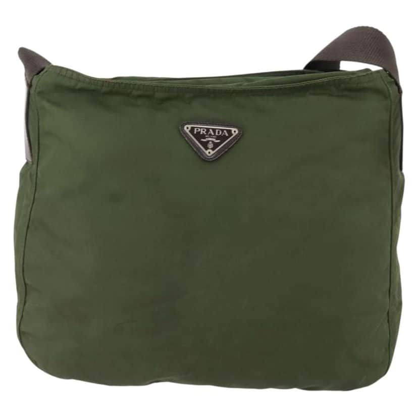 Prada Zip Top Messenger Bag Khaki Fair condition - Front View