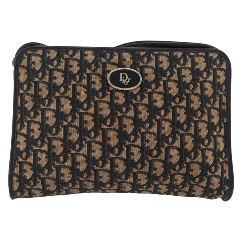 Christian Dior Vintage Trotter Shoulder Bag Navy Canvas Good condition - Front View