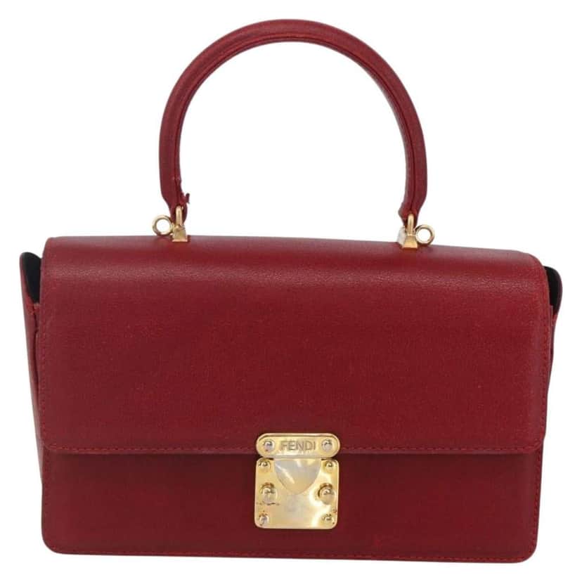 Fendi Vintage Handbag Red Leather Fair condition - Front View