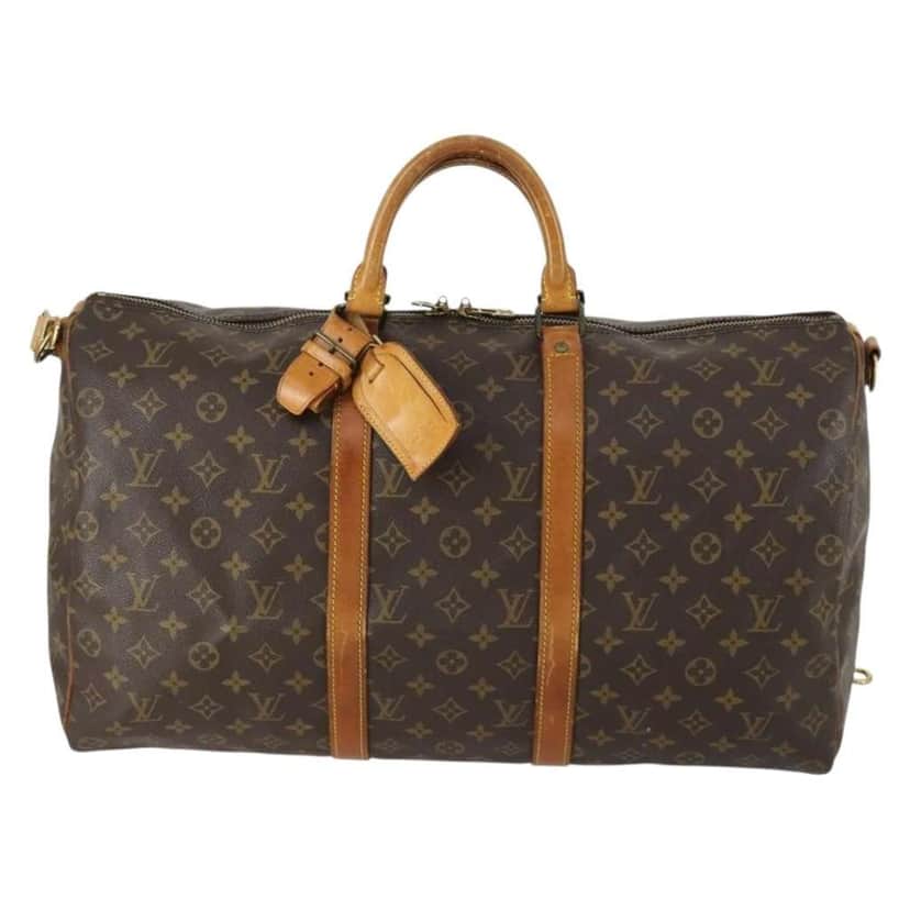 Louis Vuitton Keepall Bandouliere Bag Brown Canvas Fair condition - Front View