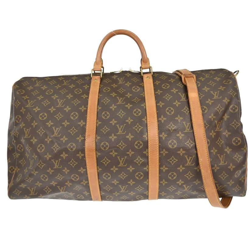 Louis Vuitton Keepall Bandouliere Bag Brown Canvas Good condition - Front View