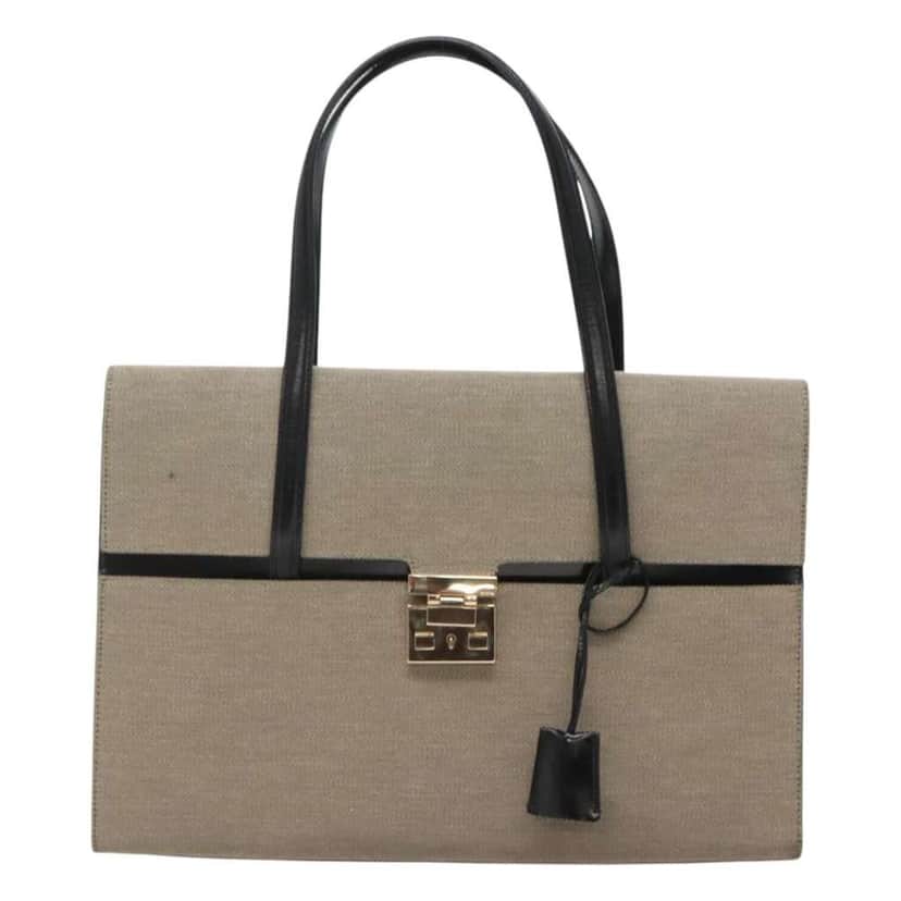 Gucci Lady Lock Handbag Beige Canvas Good condition - Front View