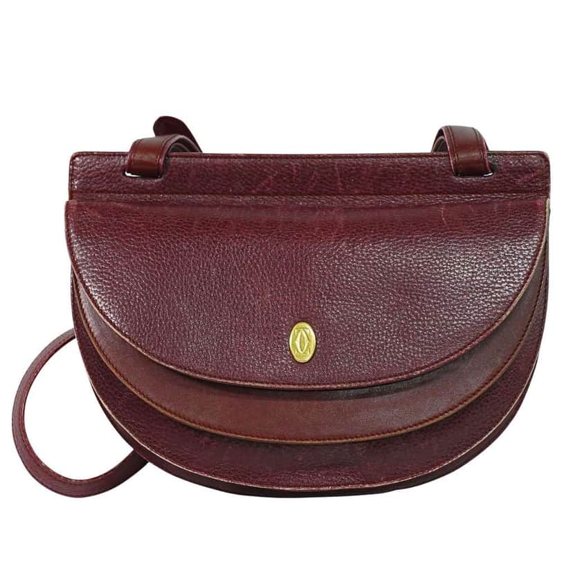 Cartier Must de Cartier Shoulder Bag Burgundy Leather Fair condition - Front View