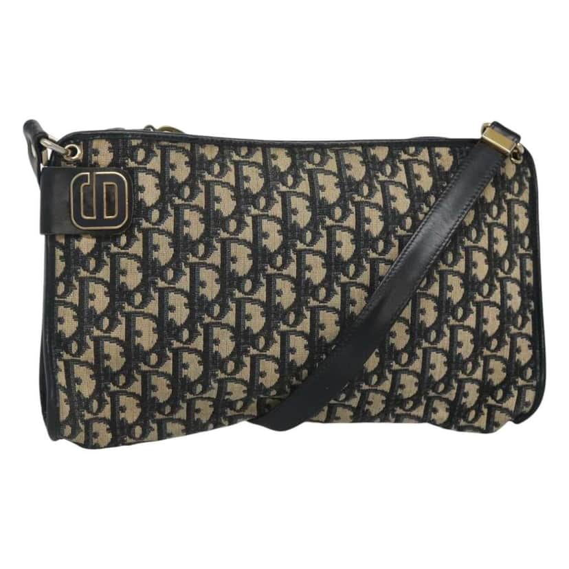 Christian Dior Vintage Trotter Shoulder Bag Navy Canvas Fair condition - Front View