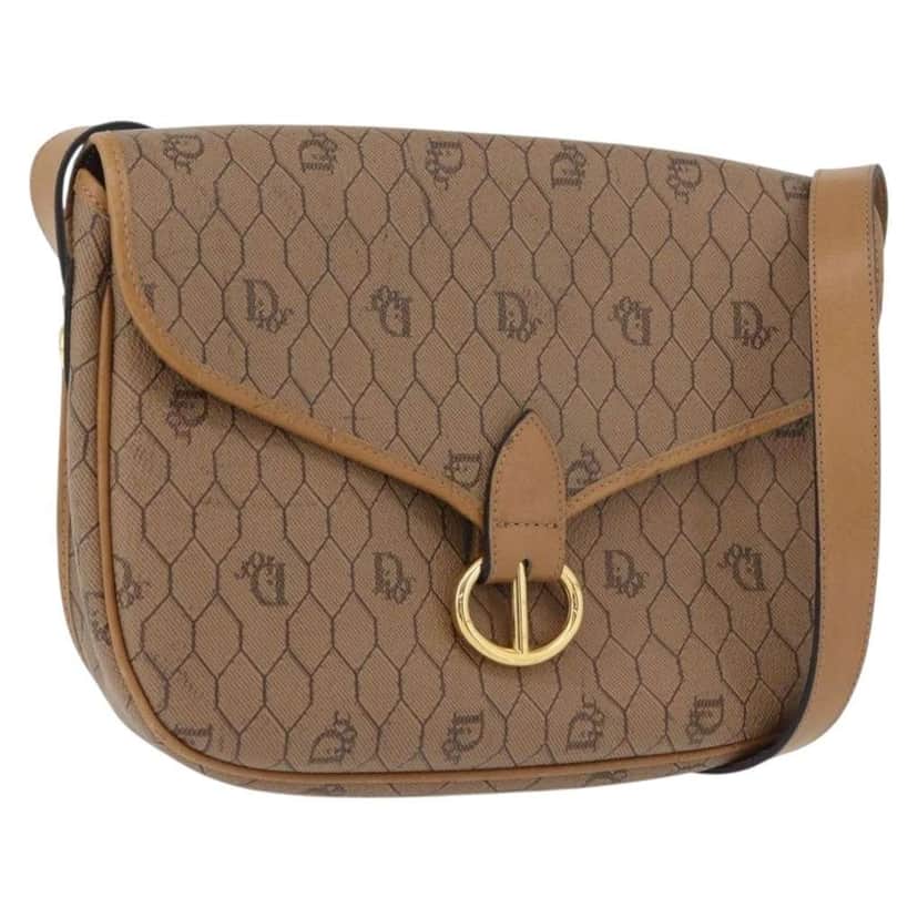 Christian Dior Vintage Honeycomb Shoulder Bag Beige Canvas Good condition - Front View