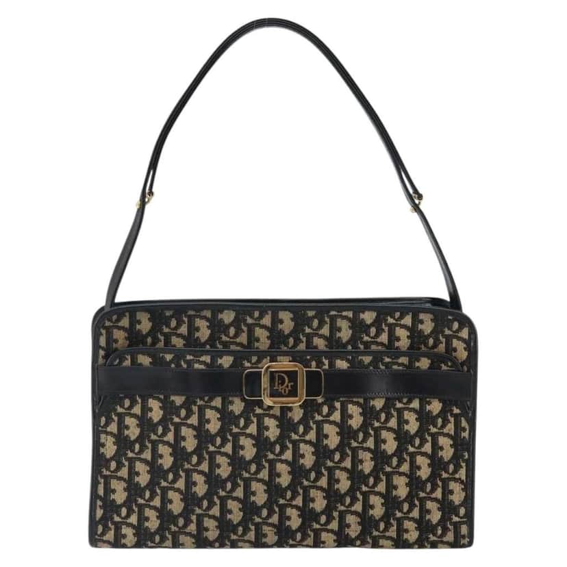 Christian Dior Trotter shoulder bag Navy Canvas Good condition - Front View