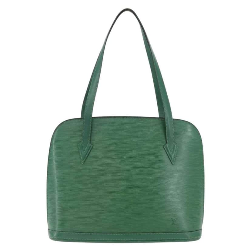 Louis Vuitton Lussac Handbag Green Leather Fair condition - Front View