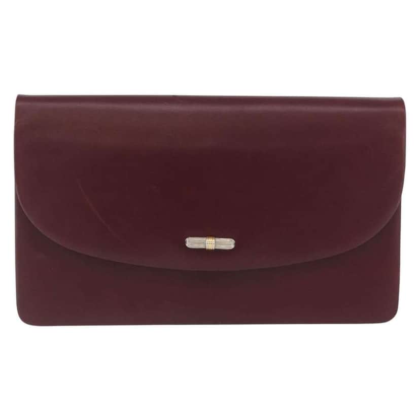 Christian Dior Vintage Chain Flap Shoulder Bag Burgundy Leather Fair condition - Front View