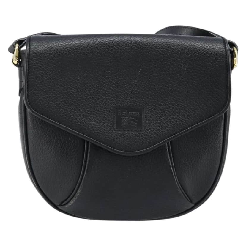 Burberry Flap Shoulder Bag Black Leather Good condition - Front View