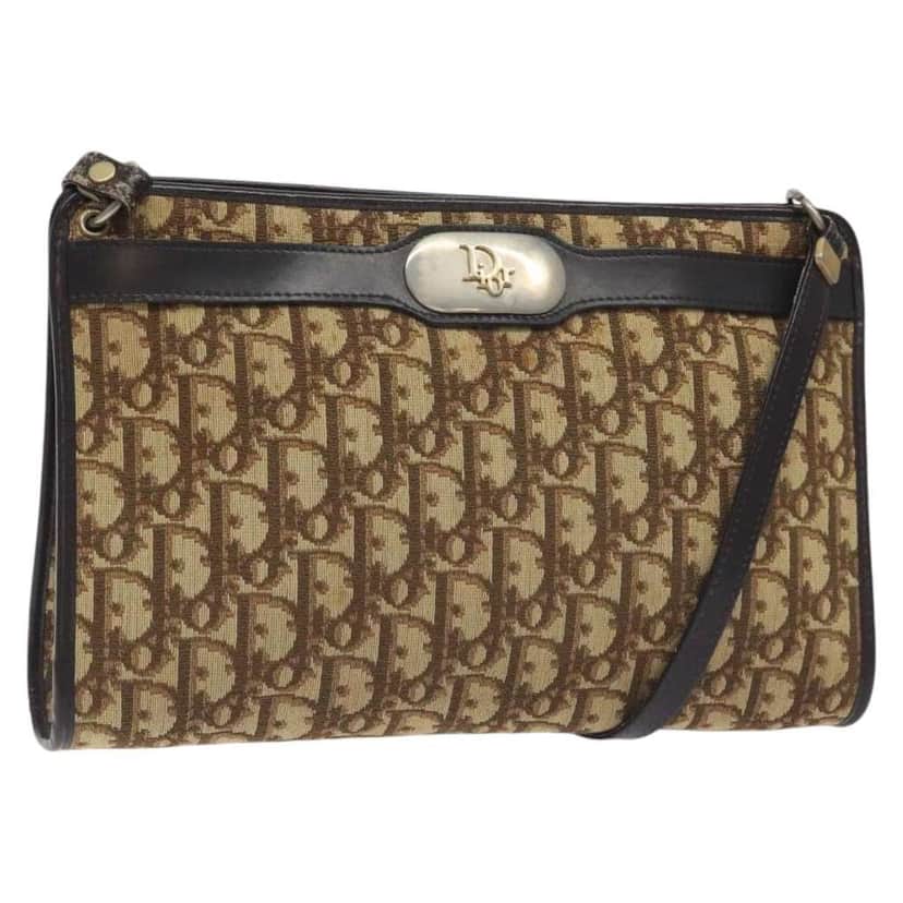 Christian Dior Vintage Trotter Shoulder Bag Brown Canvas Good condition - Front View