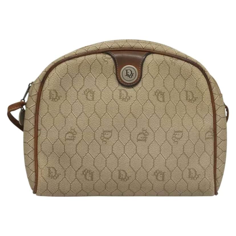 Christian Dior Vintage Honeycomb Shoulder Bag Beige Canvas Good condition - Front View