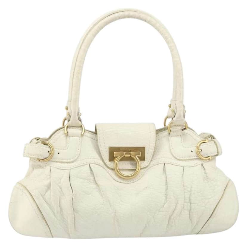 Salvatore Ferragamo Gancini handbag White Leather Fair condition - Front View