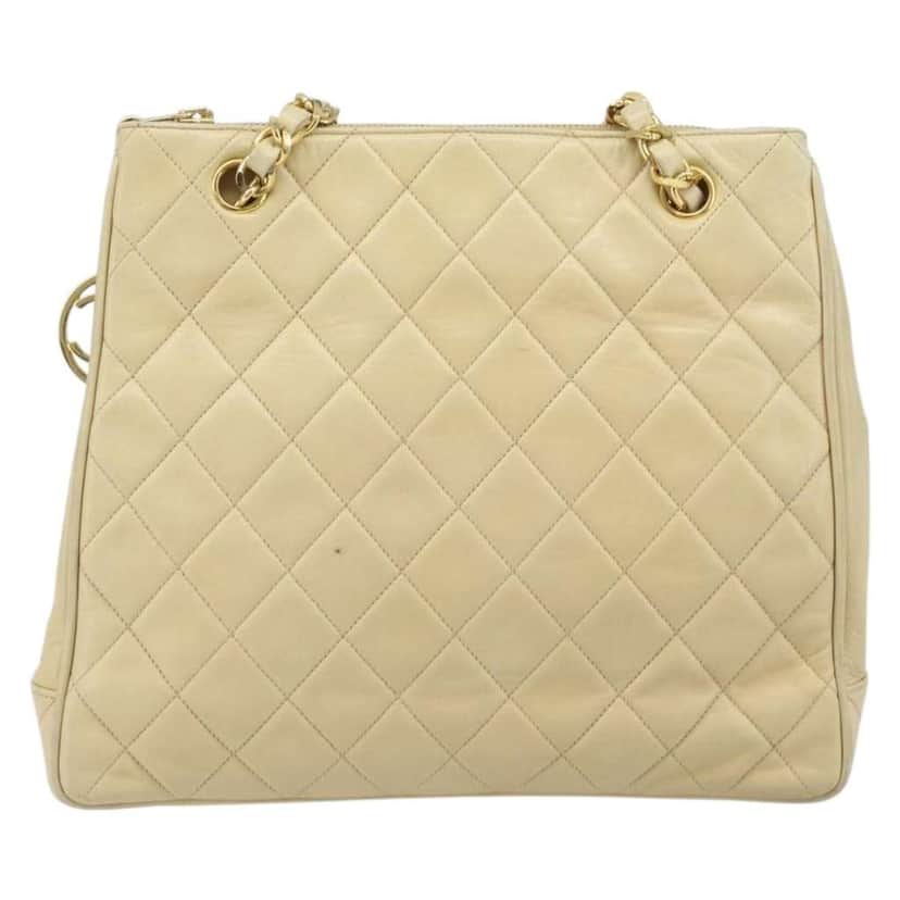 Chanel Vintage Chain Tote Beige Leather Fair condition - Front View