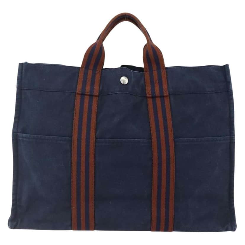 Hermès Fourre Tout Tote Navy Canvas Fair condition - Front View