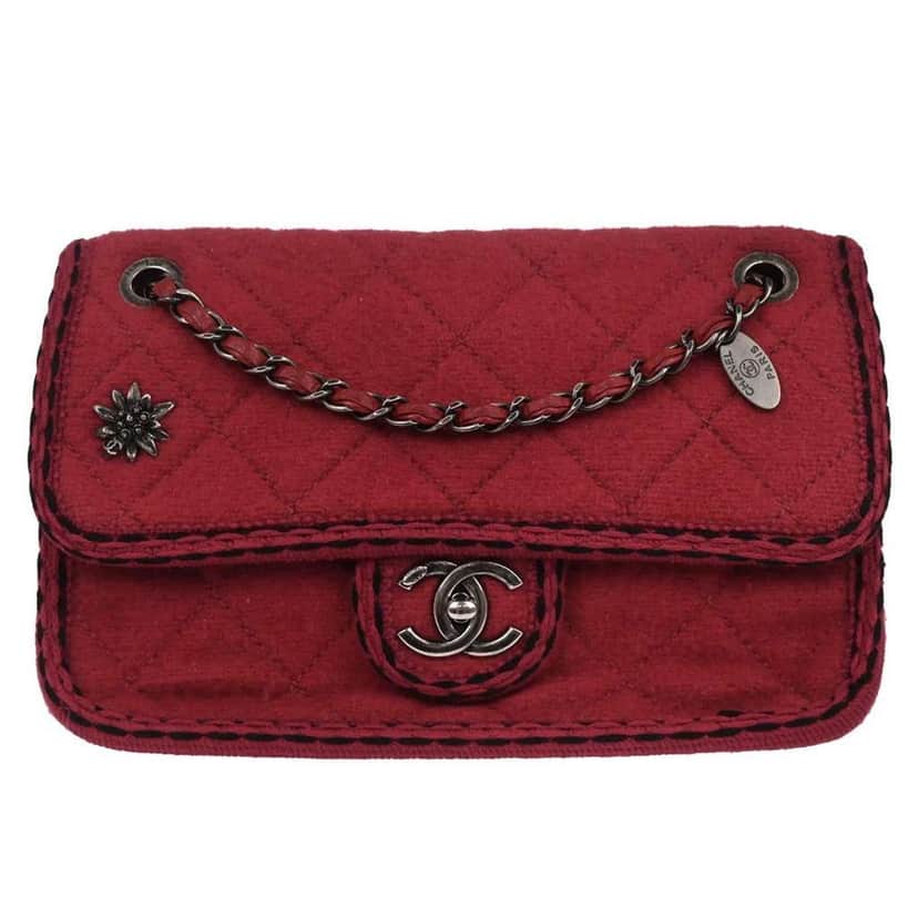 Chanel Paris-Salzburg Flap Bag Red Wool Good condition - Front View