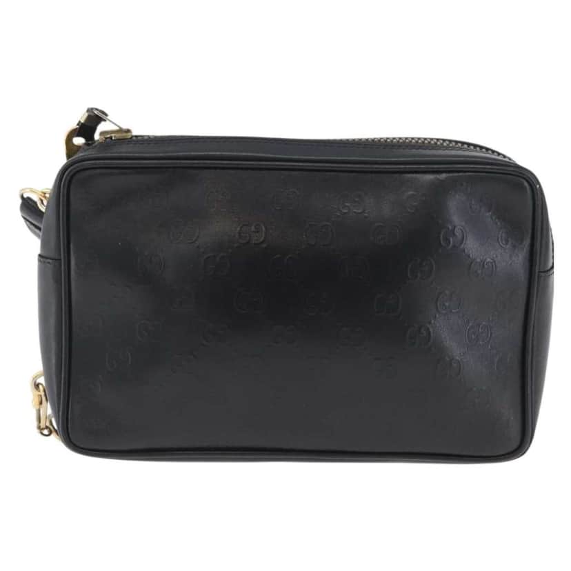 Gucci Vintage clutch Bag Black Leather Good condition - Front View