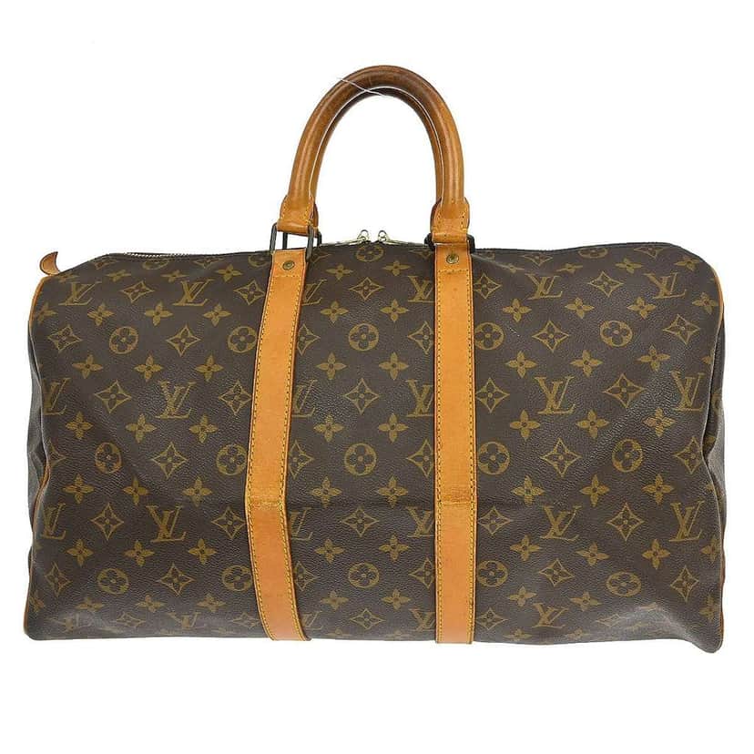 Louis Vuitton Keepall Bag Brown Canvas Fair condition - Front View