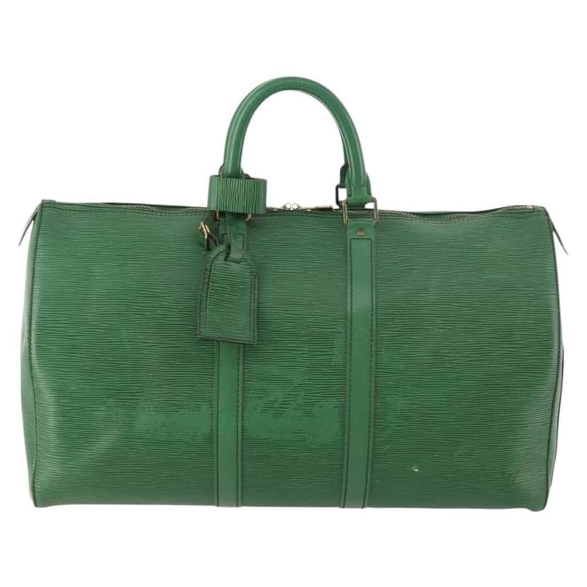 Louis Vuitton Keepall Bag Green Leather Fair condition - Front View