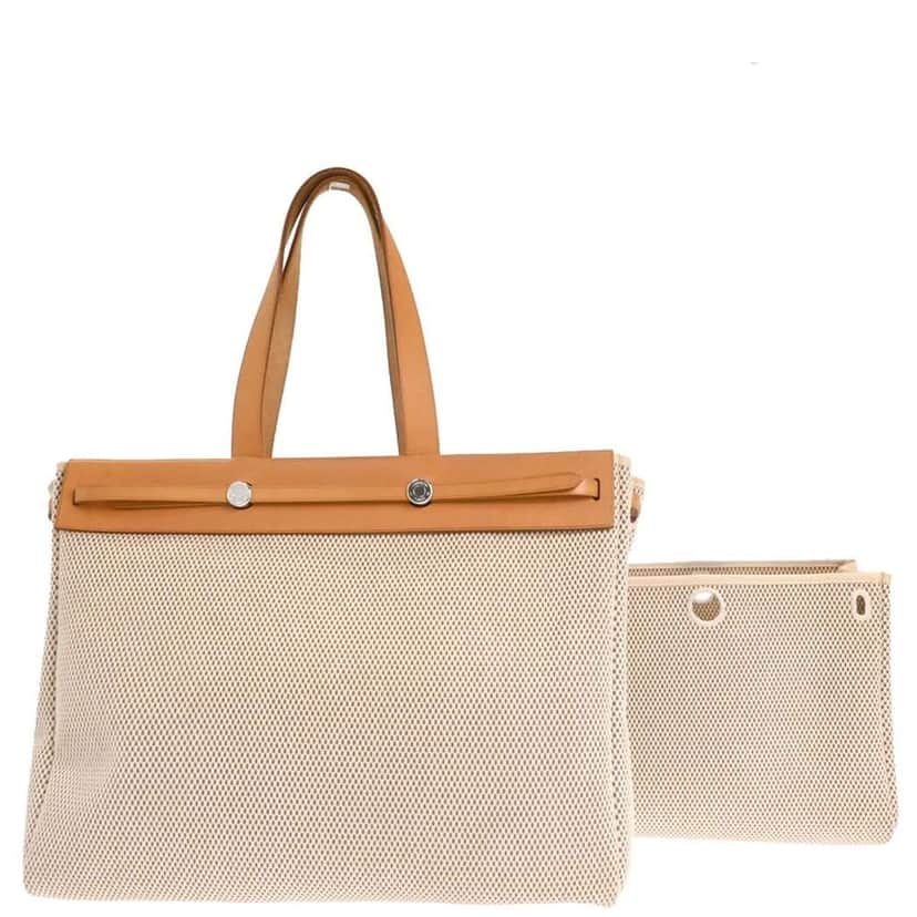 Hermès Herbag Cabas Beige Canvas Good condition - Front View