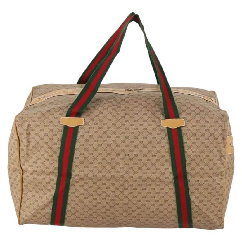 Gucci Web Trim Weekend Duffle Bag Beige Canvas Good condition - Front View