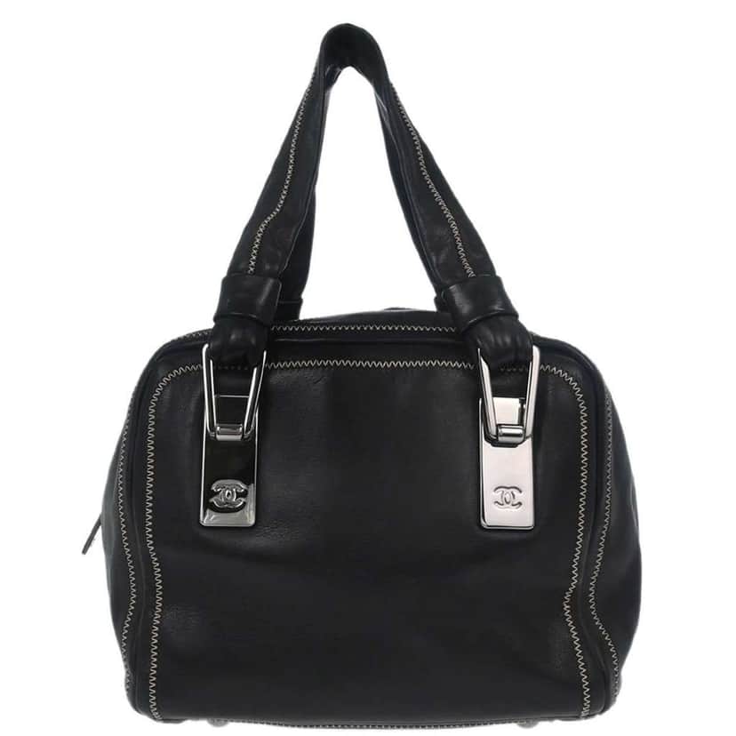 Chanel CC Bowler Black Leather Good condition - Front View
