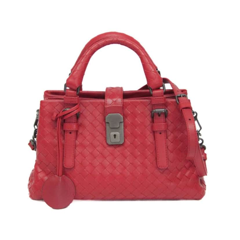 Bottega Veneta Roma Bag Red Leather Good condition - Front View