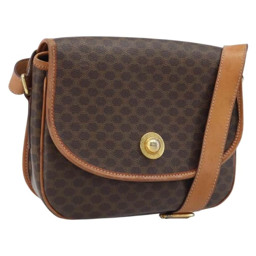 Celine Vintage Macadam Shoulder Bag Brown Canvas Good condition - Front View