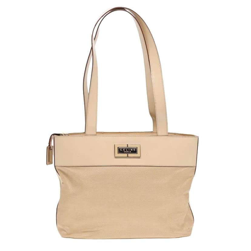 Celine Vintage Shoulder Bag Beige Canvas Good condition - Front View