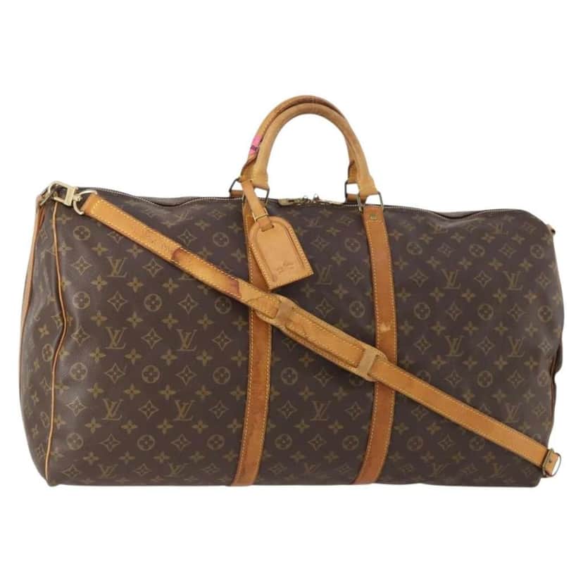 Louis Vuitton Keepall Bandouliere Bag Brown Canvas Fair condition - Front View