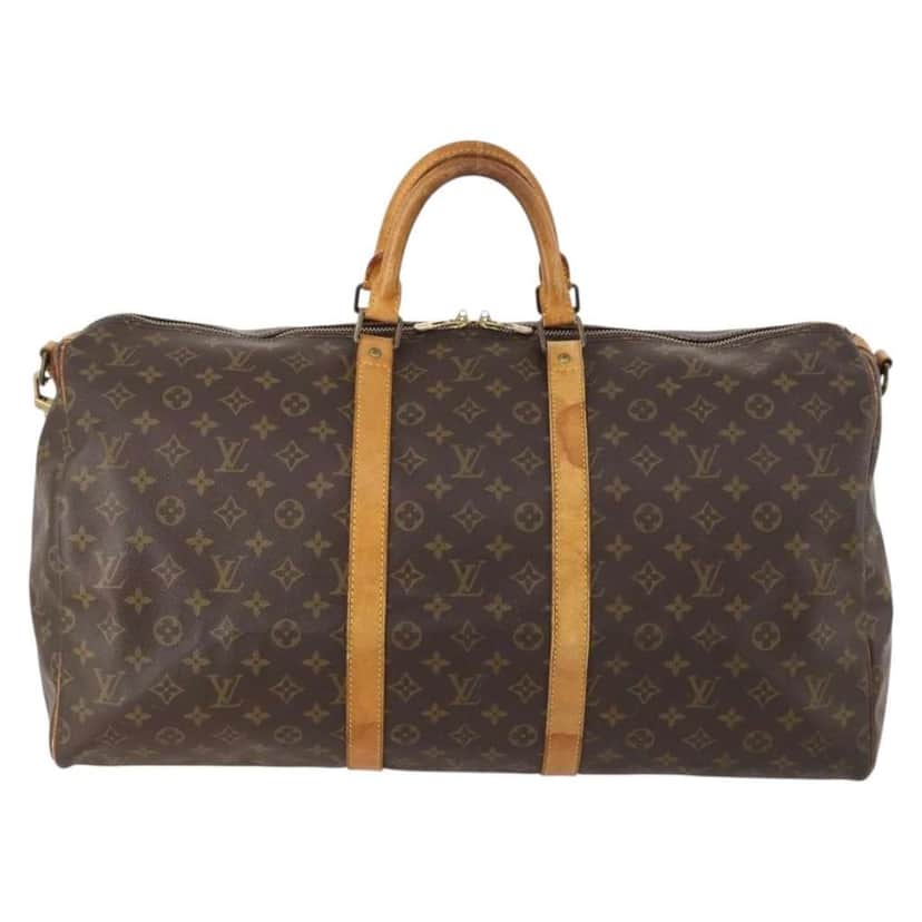 Louis Vuitton Keepall Bandouliere Bag Brown Canvas Fair condition - Front View