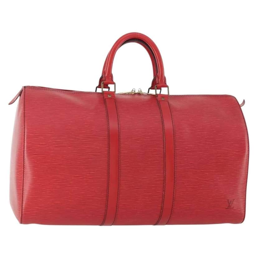 Louis Vuitton Keepall Bag Red Leather Good condition - Front View