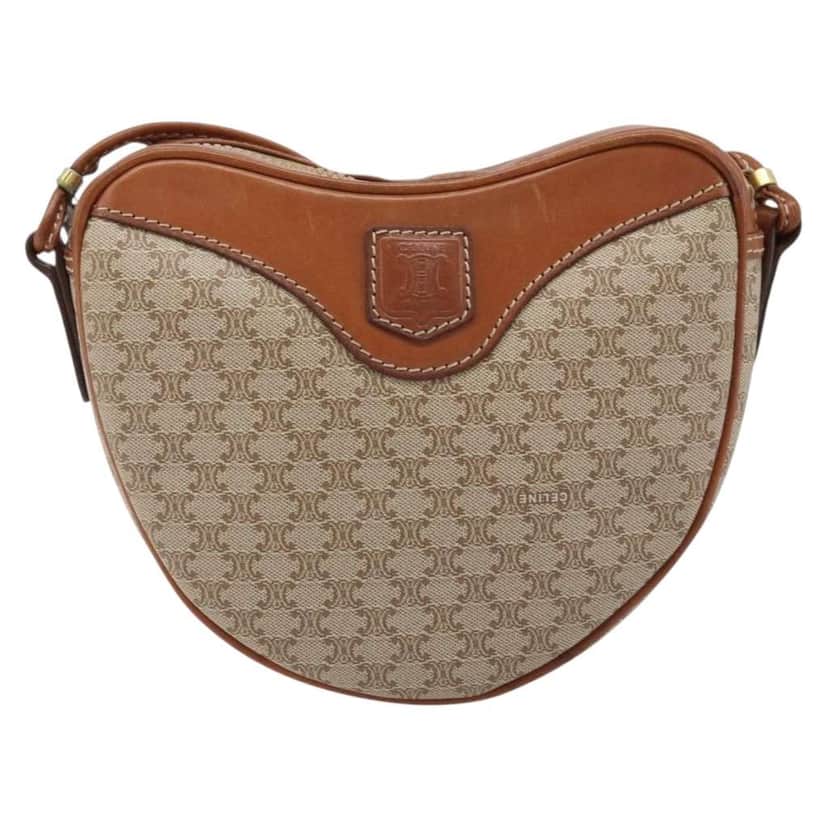 Celine Vintage Macadam Shoulder Bag Beige Canvas Good condition - Front View